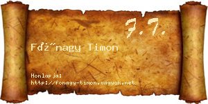 Fónagy Timon névjegykártya